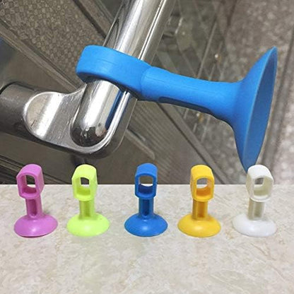 Self-sucking silicone door stopper set in various colors for secure door placement