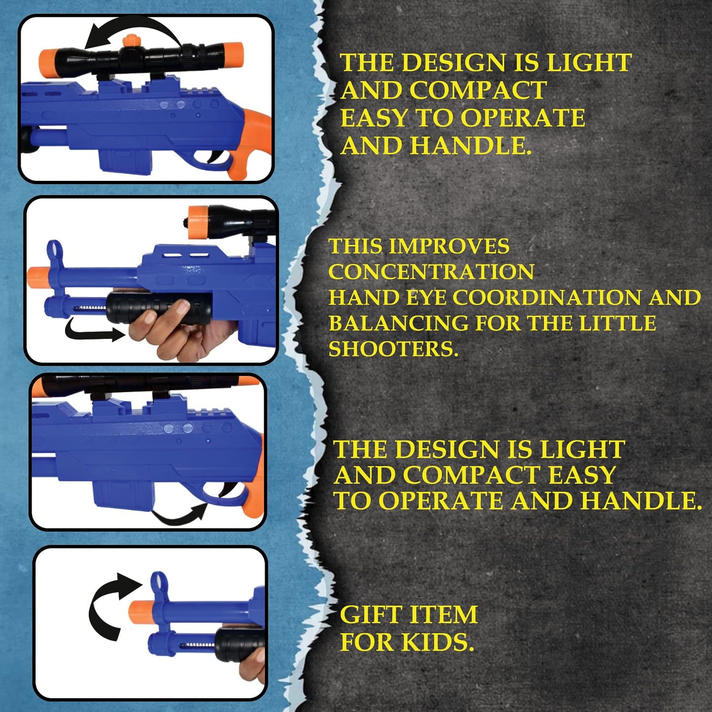 Shot Air Gun Toy with Scope and 8 Soft Foam Bullets Set Your Brand
