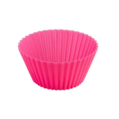 Pink silicone cupcake mould for easy baking and quick release of baked goods