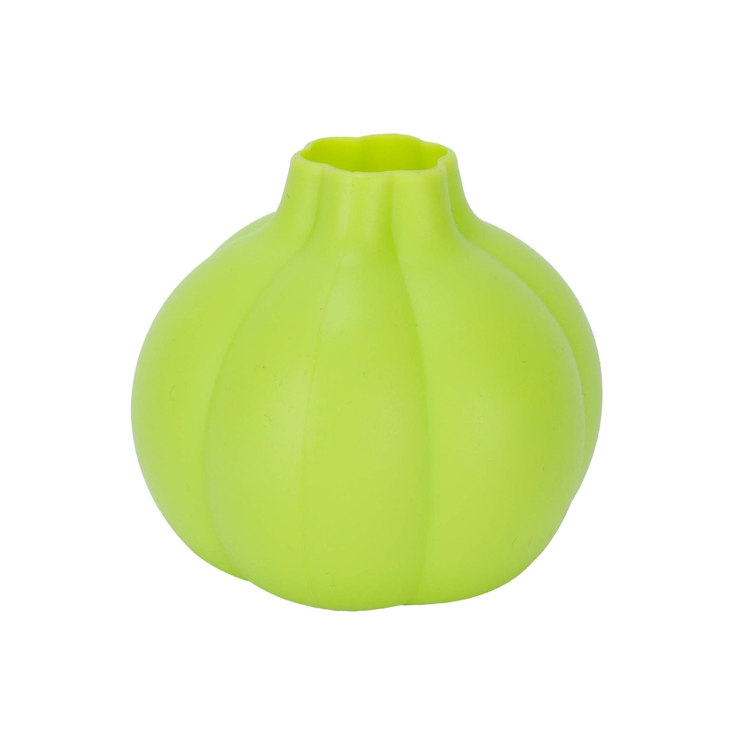 Bright green silicone garlic peeler for easily removing garlic skins in the kitchen