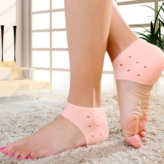 Your Brand silicone heel moisturizing socks designed to hydrate and soften dry heels