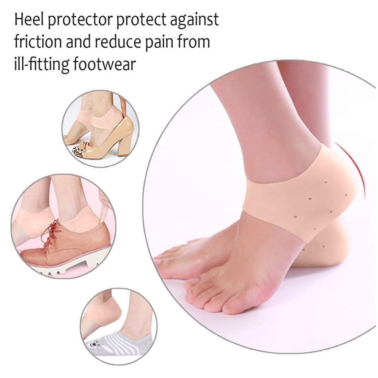 Your Brand silicone heel moisturizing socks offer comfort and protection against friction from ill-fitting shoes