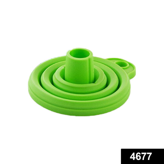 Bright green silicone kitchen funnel set for easy pouring and storage in home kitchens