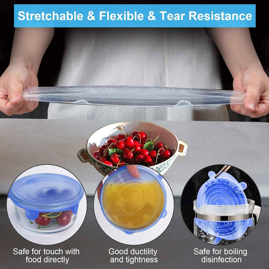 Silicone Stretch Lids Set of 6 | Reusable Food Cover for Bowls & Containers