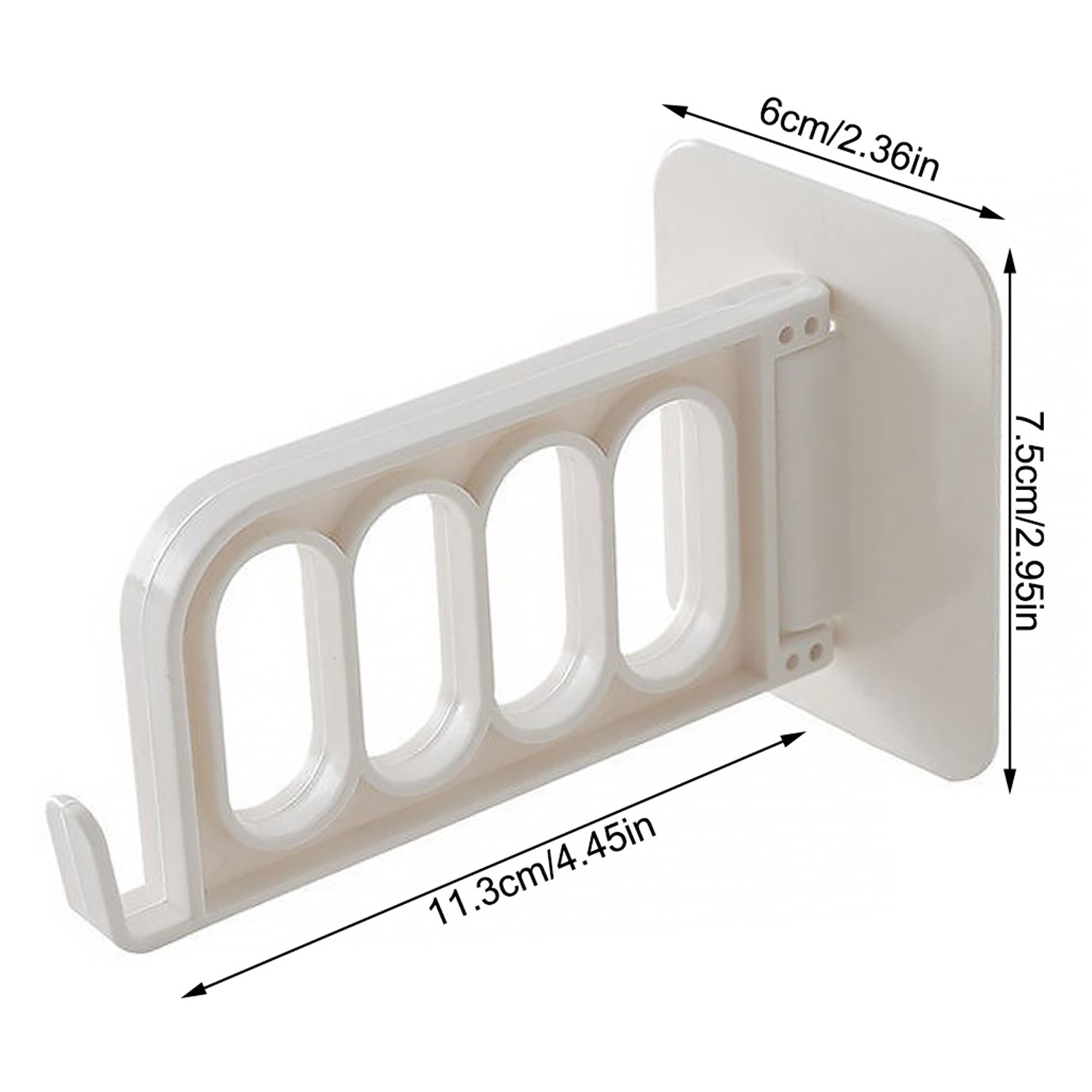 White single door hook for bathroom with three compartments for towels and accessories