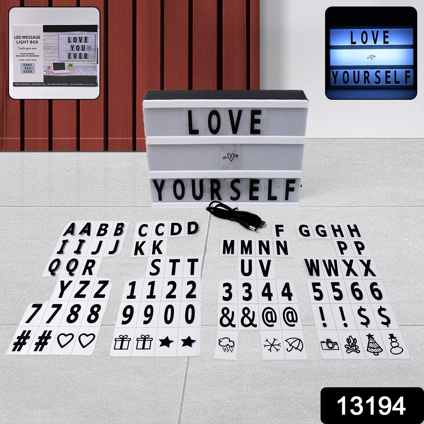 Black Mini A6 Magnetic Cinematic Light Box with 82 Characters and 10 Emojis  (1 Set) Your Brand