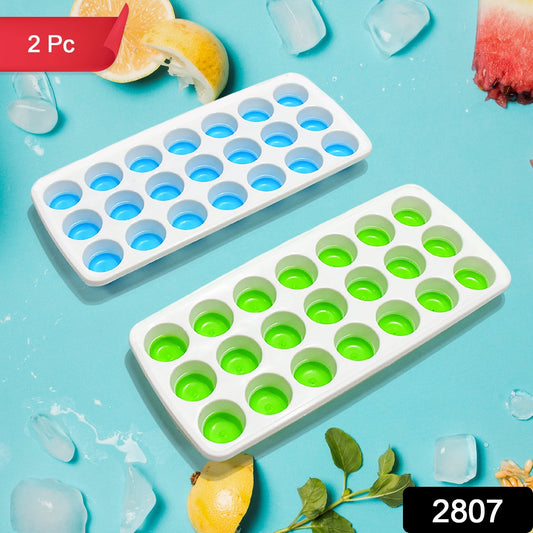 21 Cavity  Up Ice Cube Trays-Easy Release, Flexible Silicone Bottom - Stackable, BPA Free, Food Grade - for Convenient Freezer Ice Making (2 Pc Set) Your Brand