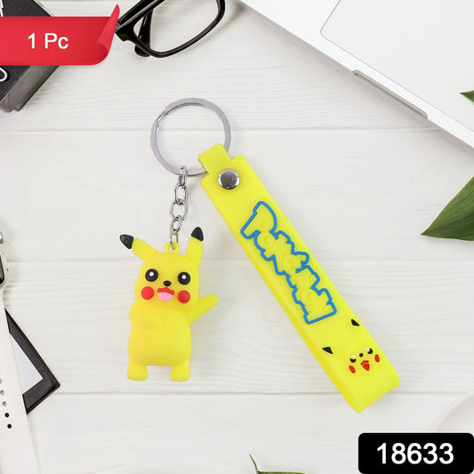Cute Cartoon Silicone 3D Key Chain with Metal Hook & Strap (Pack of 1) Your Brand