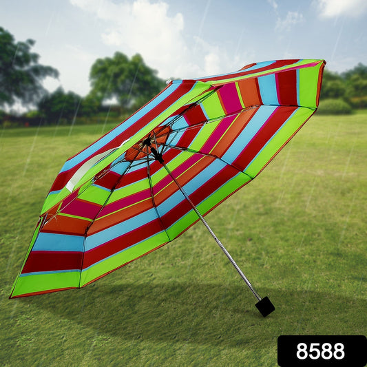 3-Fold Sun & Rain Protective Solid Foldable Umbrella, (1 Pc / Mix Design) Your Brand