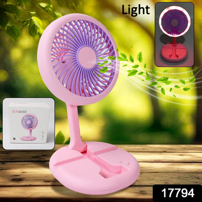 USB Rechargeable Portable Fan With LED Light Heavy Duty & Foldable Fan With Charging Port Home, Outdoor, Temple Your Brand