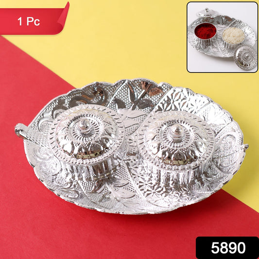 Leaf Shape Special Puja Thali (1 Pc / Mix Design) Your Brand