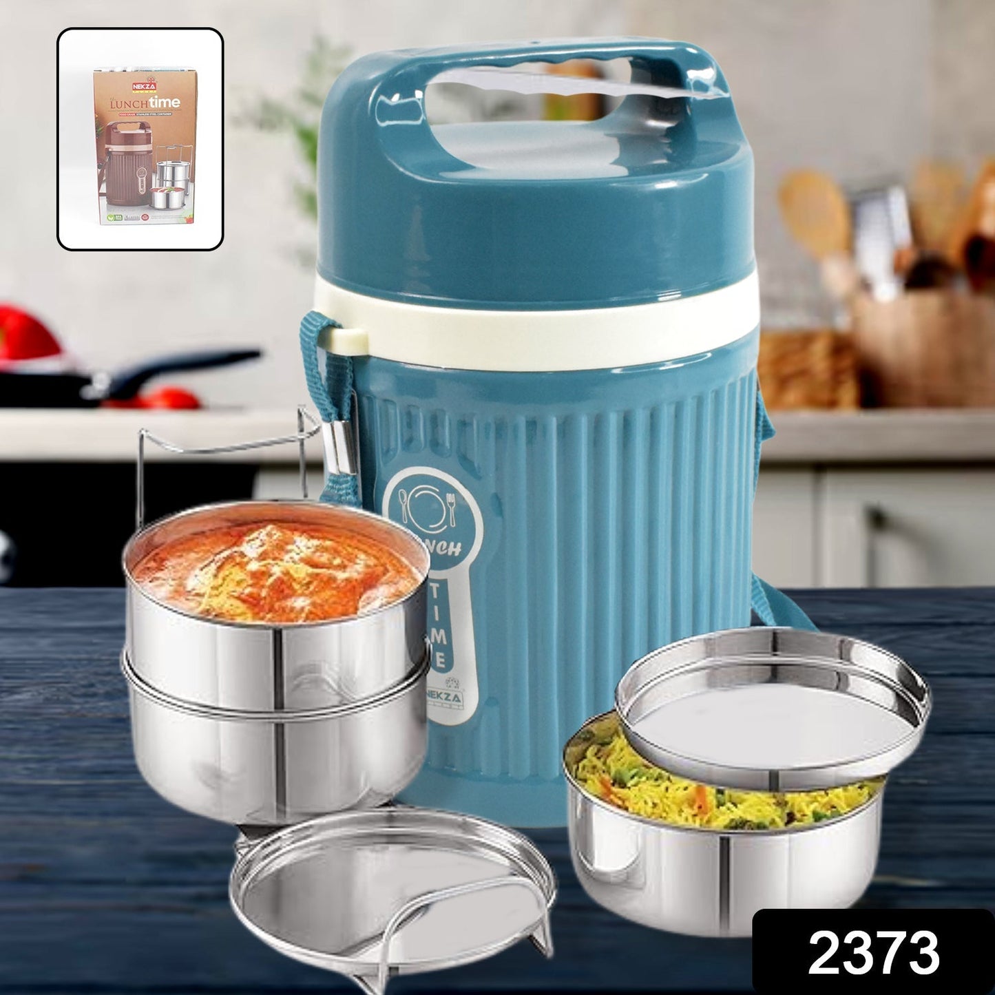 Stackable Insulated Tiffin with Handle (1 Pc): Leakproof, Hot Food Container Your Brand