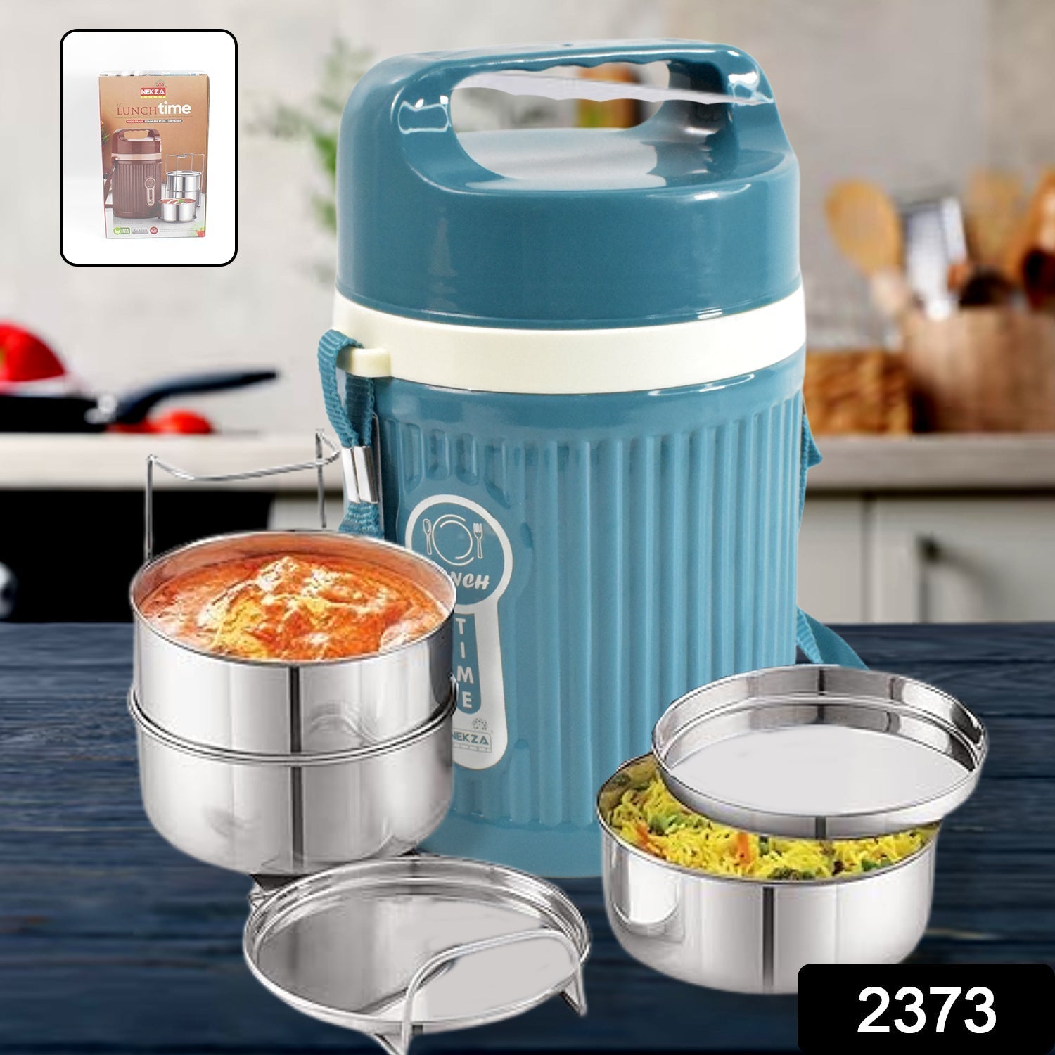 Stackable Insulated Tiffin with Handle (1 Pc): Leakproof, Hot Food Container Your Brand