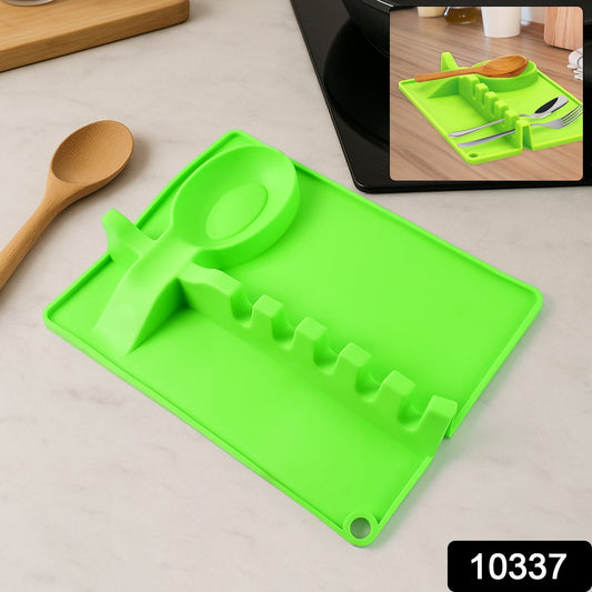 4-Slots Silicone Multifunctional Spoon Holders Fork Spatula Rack (1 Pc) Your Brand