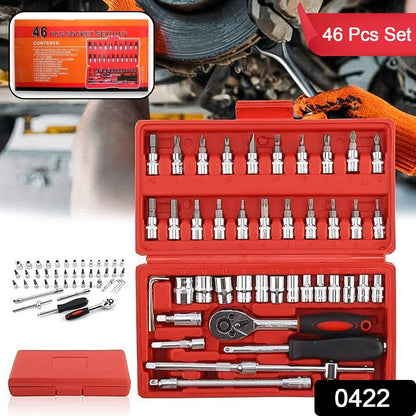 Socket 1 / 4 Inch Combination Repair Tool Kit (Red, 46 pcs) Your Brand