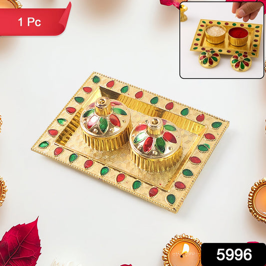 Rakasha Bandhan Special Puja Thali, Kumkum Thali Holder, Pooja Return Gift, Indian Housewarming Gifts, Brother / Bhai / Bhabhi / Sister / Family   for Rakshabandhan, Diwali Your Brand