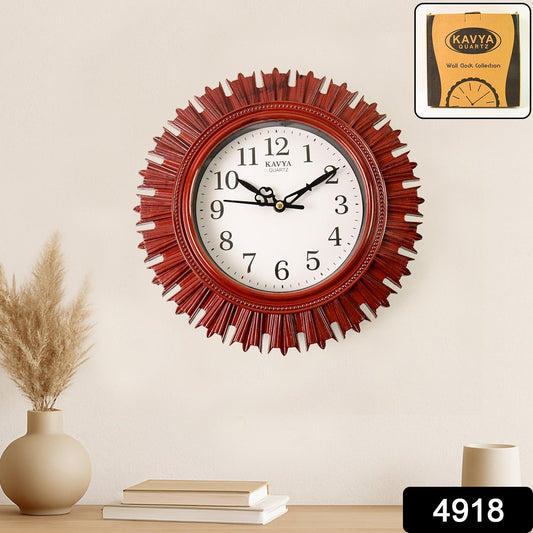 Wooden Look Round Wall Clock - Battery Operated, Easy-to-Read, Plastic Design for Home/Office Your Brand