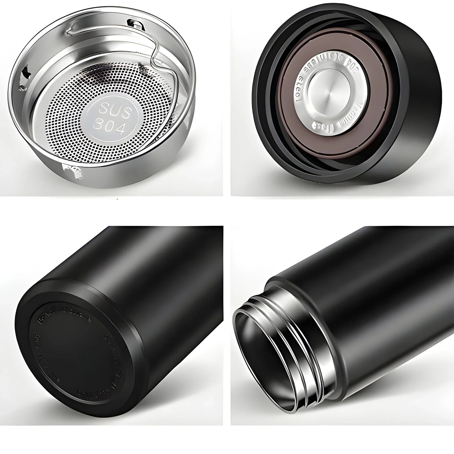 Smart insulated water bottle with temperature display featuring durable stainless steel components