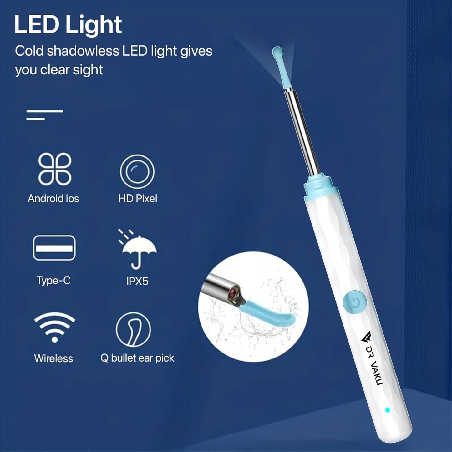 Smart visual ear wax cleaner with LED light for clear sight and wireless convenience