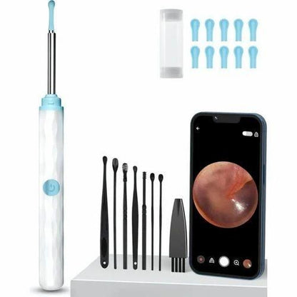 Smart visual ear wax cleaner kit with camera, tools, and smartphone compatibility for easy cleaning