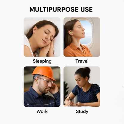 Soft foam noise cancelling earplugs for sleeping, travel, work, and study in various settings