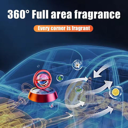 Solar car perfume diffuser providing 360-degree fragrance coverage for an aromatic driving experience