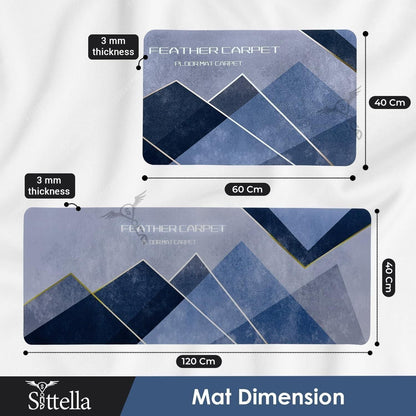 THE GIR FARMER rubber floor mat with geometric pattern in blue shades available in two sizes 60x40 cm and 120x40 cm