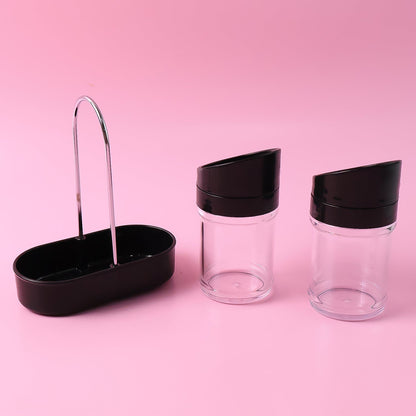 Apex Helix Salt N' Pepper 2-Piece Plastic Jar Set with Stand Your Brand