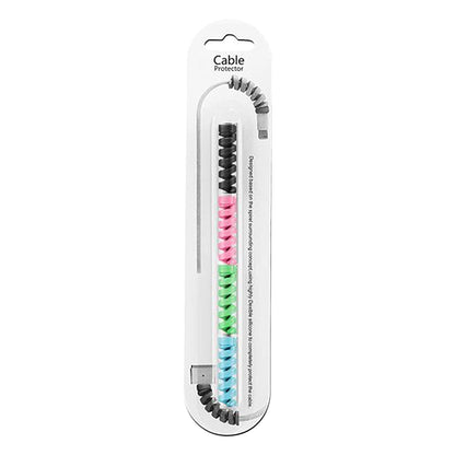 Spiral charger cable protector in assorted colors for preventing cable damage and fraying