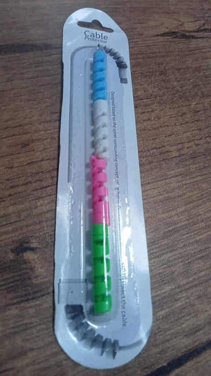 Spiral charger cable protector in multiple colors for preventing cable fraying and damage