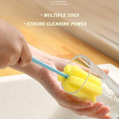 Sponge head kitchen cleaning tool with long handle for effective scrubbing and multiple uses