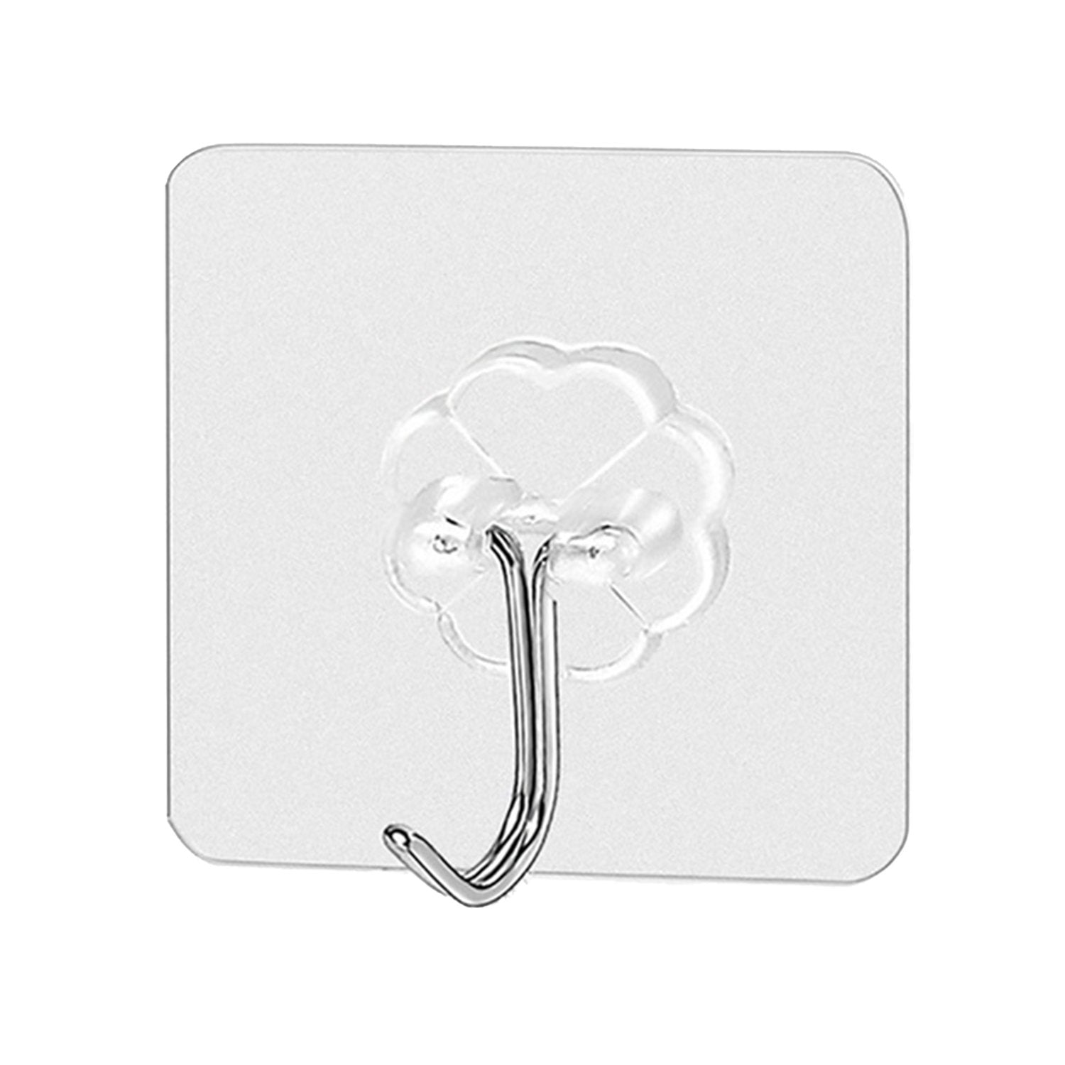 Transparent adhesive wall hook with stainless steel hook for organizing spaces effectively