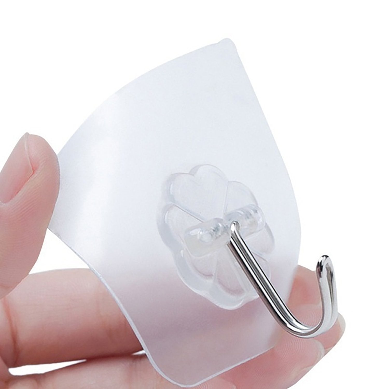 Clear adhesive wall hook with stainless steel hook for easy home organization using stainless steel adhesive wall hooks