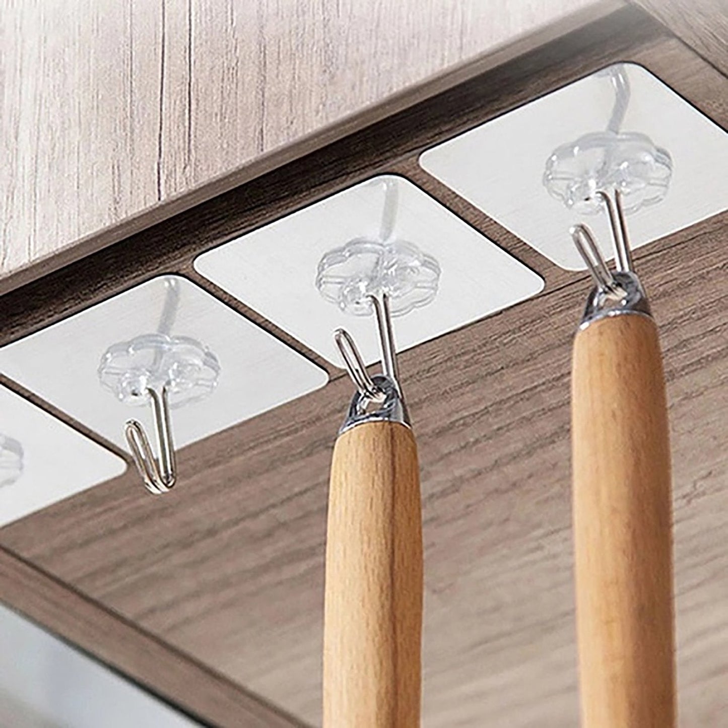 Your Brand stainless steel adhesive wall hooks for organizing kitchen utensils and maximizing space