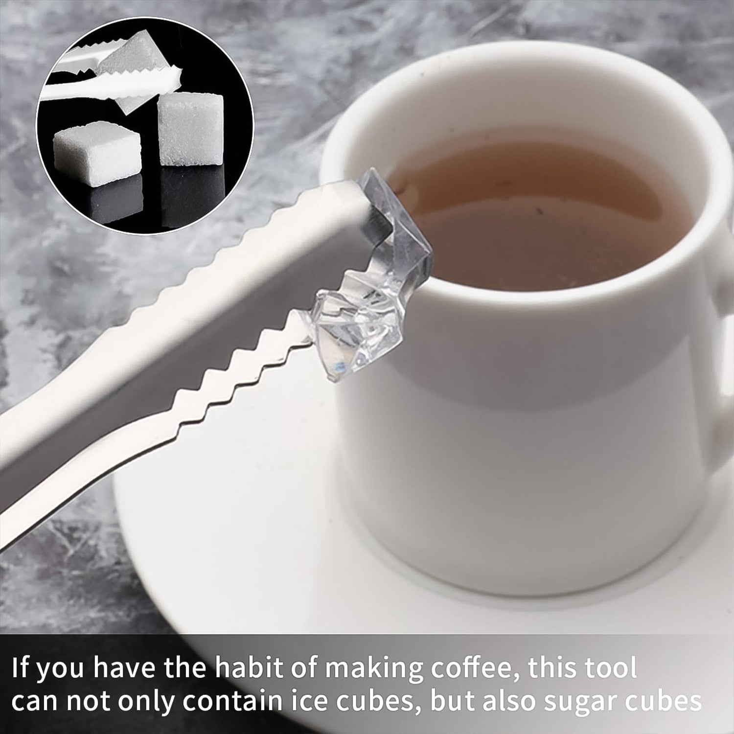 Your Brand stainless steel ice cube tong with serrated edges for easy gripping and serving ice cubes