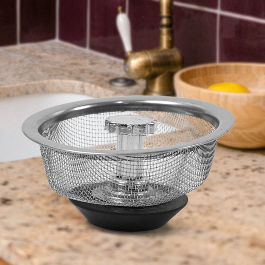Your Brand stainless steel sink strainer with a mesh design for effective drainage and debris collection