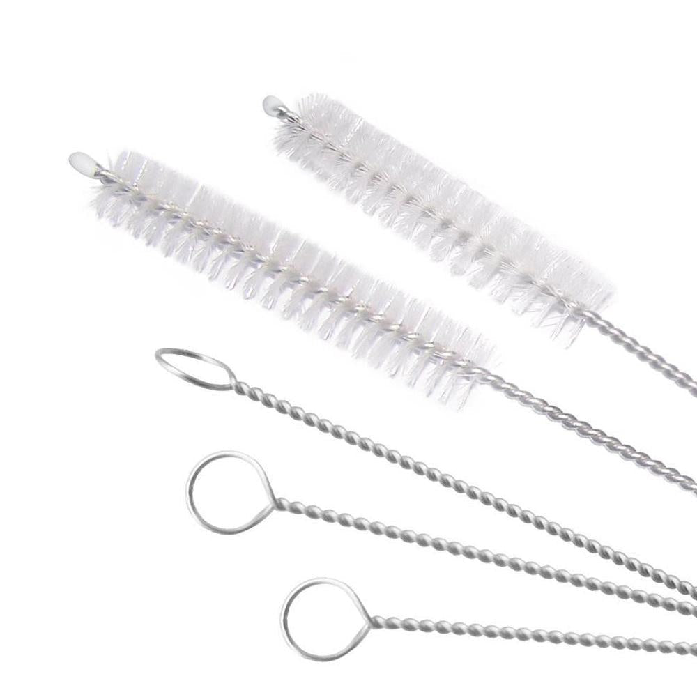 Set of stainless steel straw cleaning brushes for effective and thorough cleaning of reusable straws