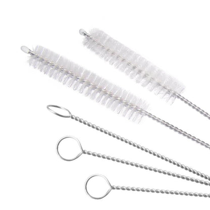 Set of stainless steel straw cleaning brushes for effective and thorough cleaning of reusable straws
