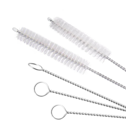 Set of stainless steel straw cleaning brushes for effective and thorough cleaning of reusable straws