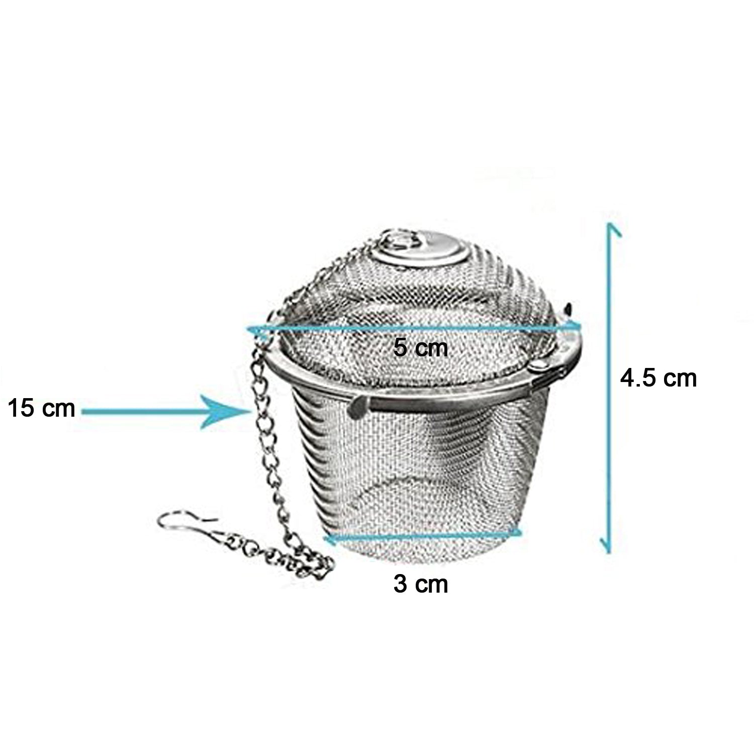 Your Brand stainless steel tea filter with a mesh design and chain for easy brewing