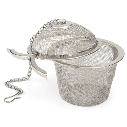 Your Brand stainless steel tea filter with chain and hook for brewing loose leaf tea