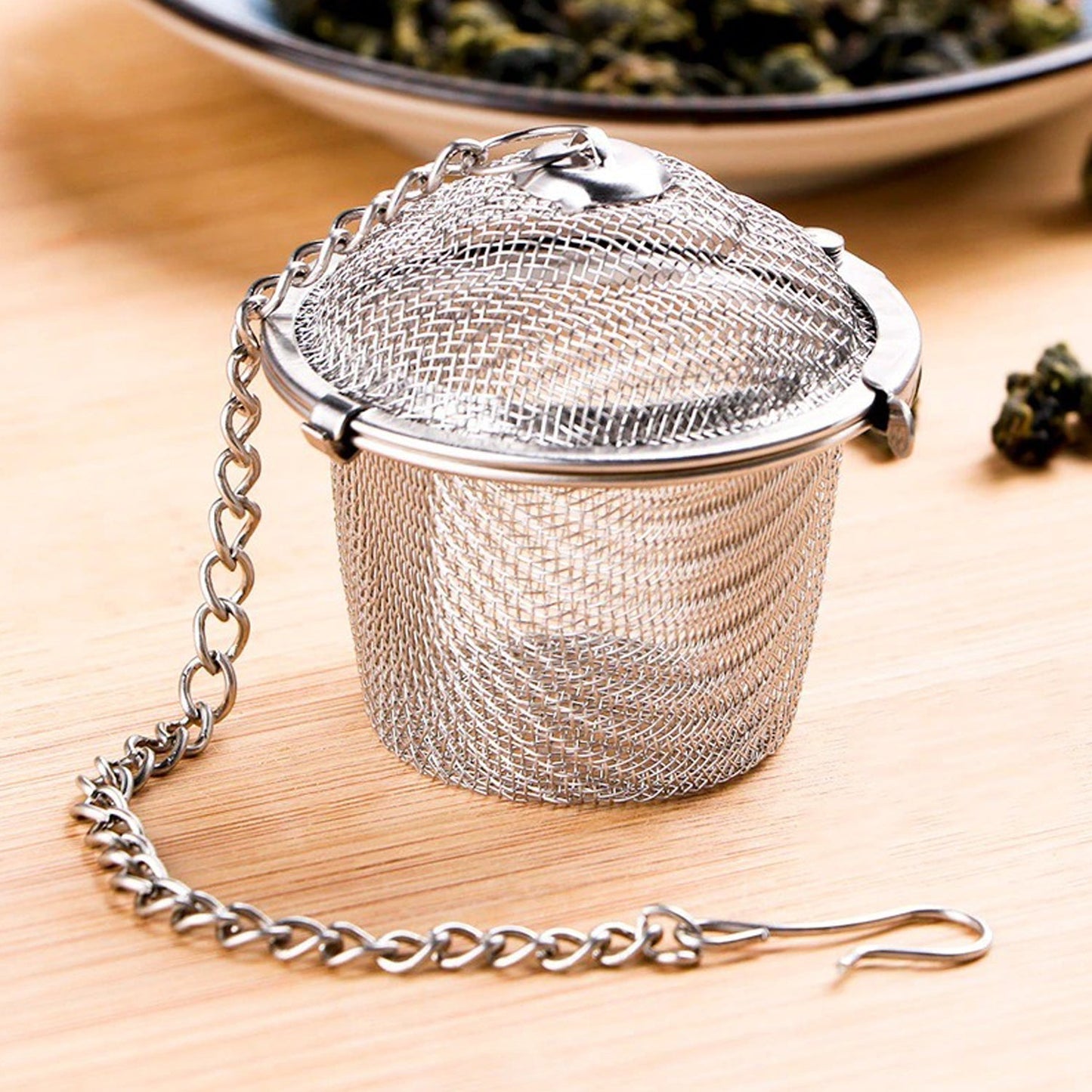 Your Brand stainless steel tea filter with chain for brewing loose leaf tea