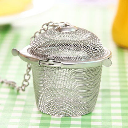 Your Brand stainless steel tea filter with a fine mesh design for brewing loose leaf tea