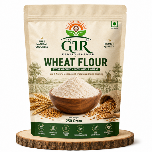 Organic Whole Wheat Flour in a 250-gram pouch, perfect for baking and cooking with natural goodness