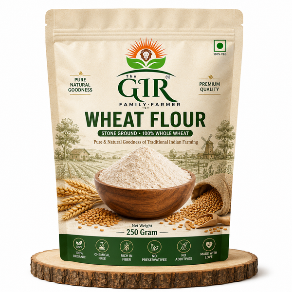 Organic Whole Wheat Flour in a 250-gram pouch, perfect for baking and cooking with natural goodness