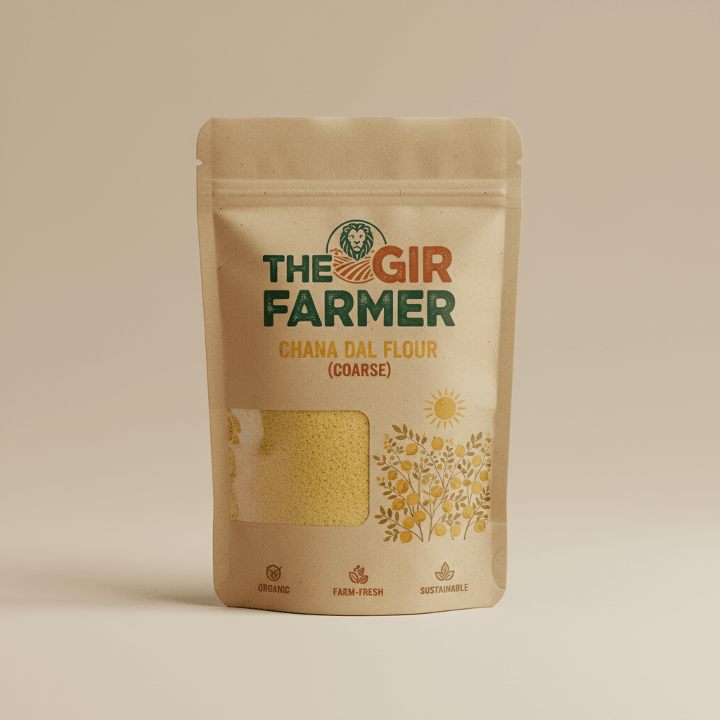 The Gir Farmer Chana Dal Flour (Coarse) | Low Pressure Ground Pure Besan for Traditional Sweets & Snacks