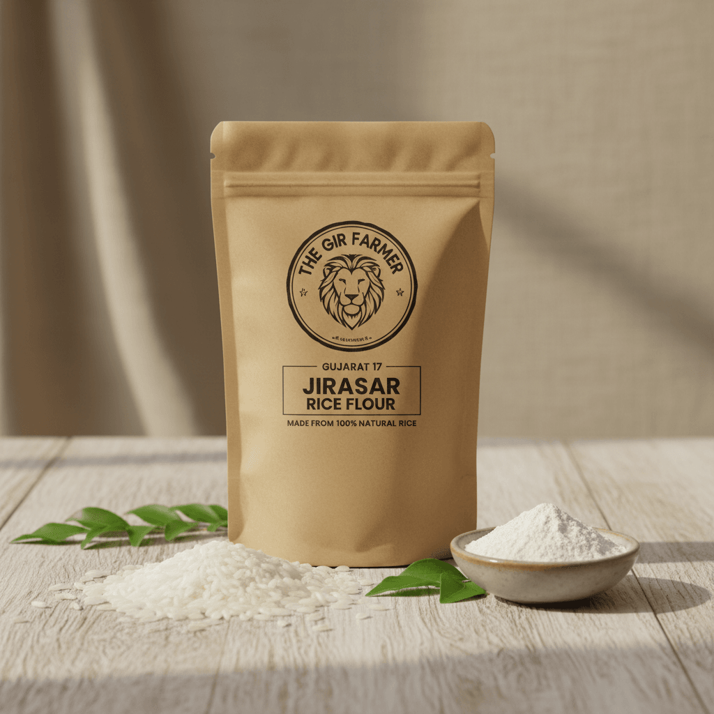 Gujarat 17 Jirasar Rice Flour | Low Pressure Ground Pure & Healthy Rice Flour for Khichu & Rice Papad