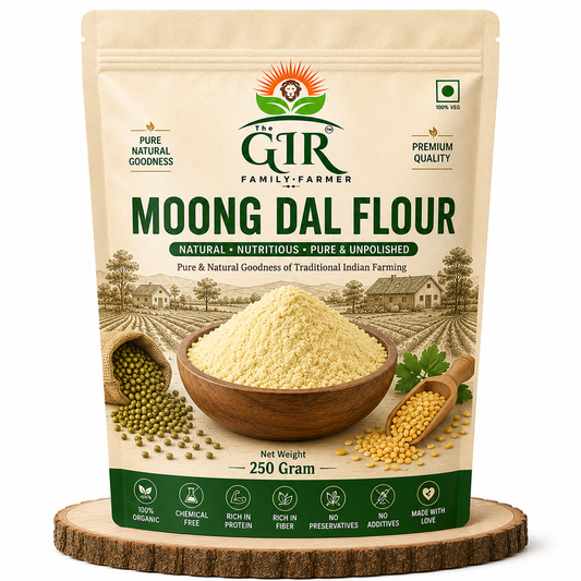 Organic Moong Dal Flour in a 250g bag with a natural and nutritious texture for healthy cooking