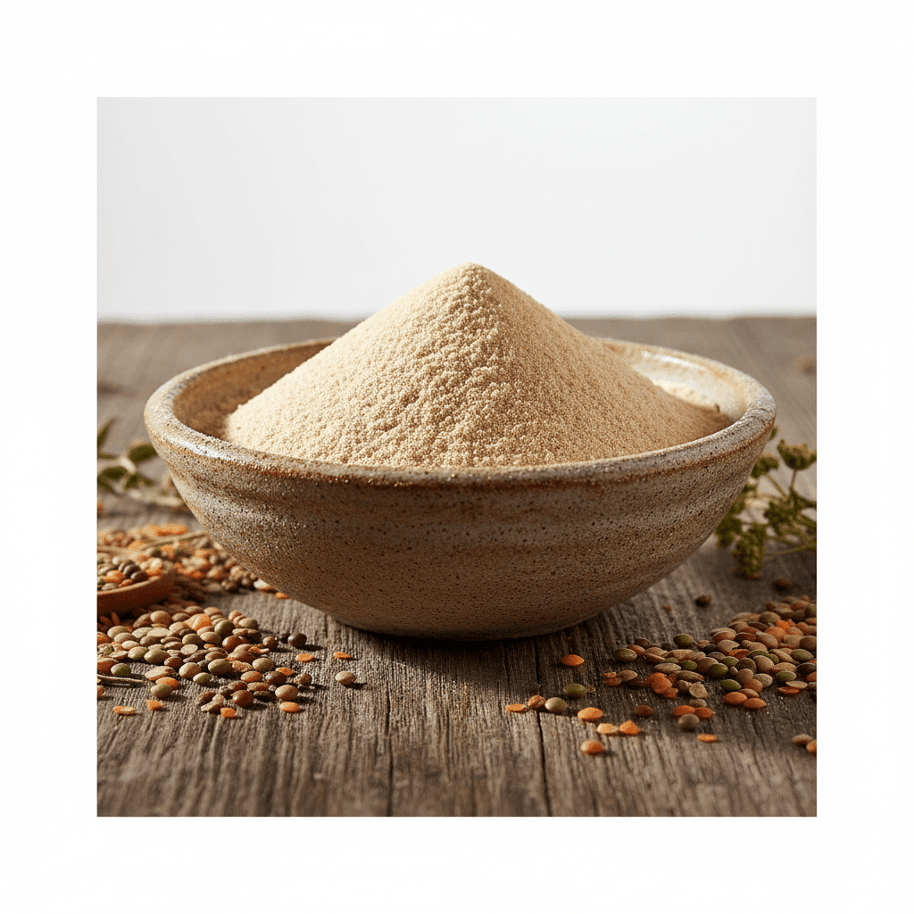 Organic Handva & Yellow Dhokla Flour in a bowl, ideal for making traditional Indian snacks.