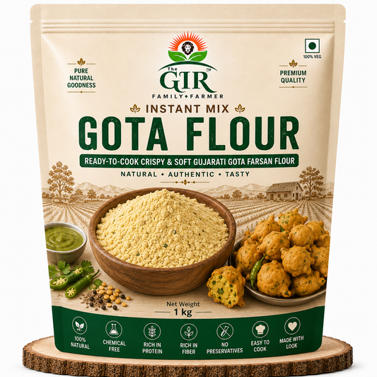THE GIR FARMER Organic Instant Mix Gota Flour in a 1kg package for making crispy and soft Gujarati snacks